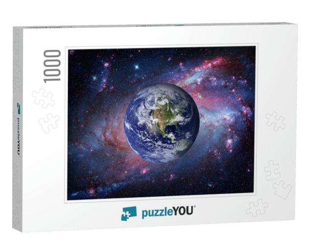 Earth & Galaxy on Background. Elements of This Image Furn... Jigsaw Puzzle with 1000 pieces