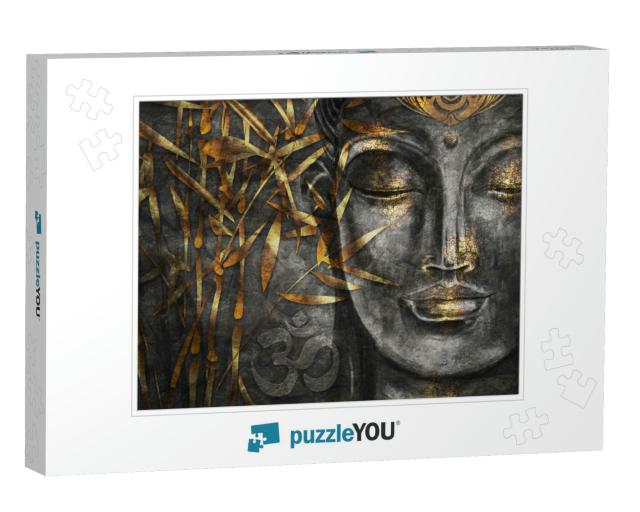 Bodhisattva Buddha - Digital Art Collage Combined with Wa... Jigsaw Puzzle