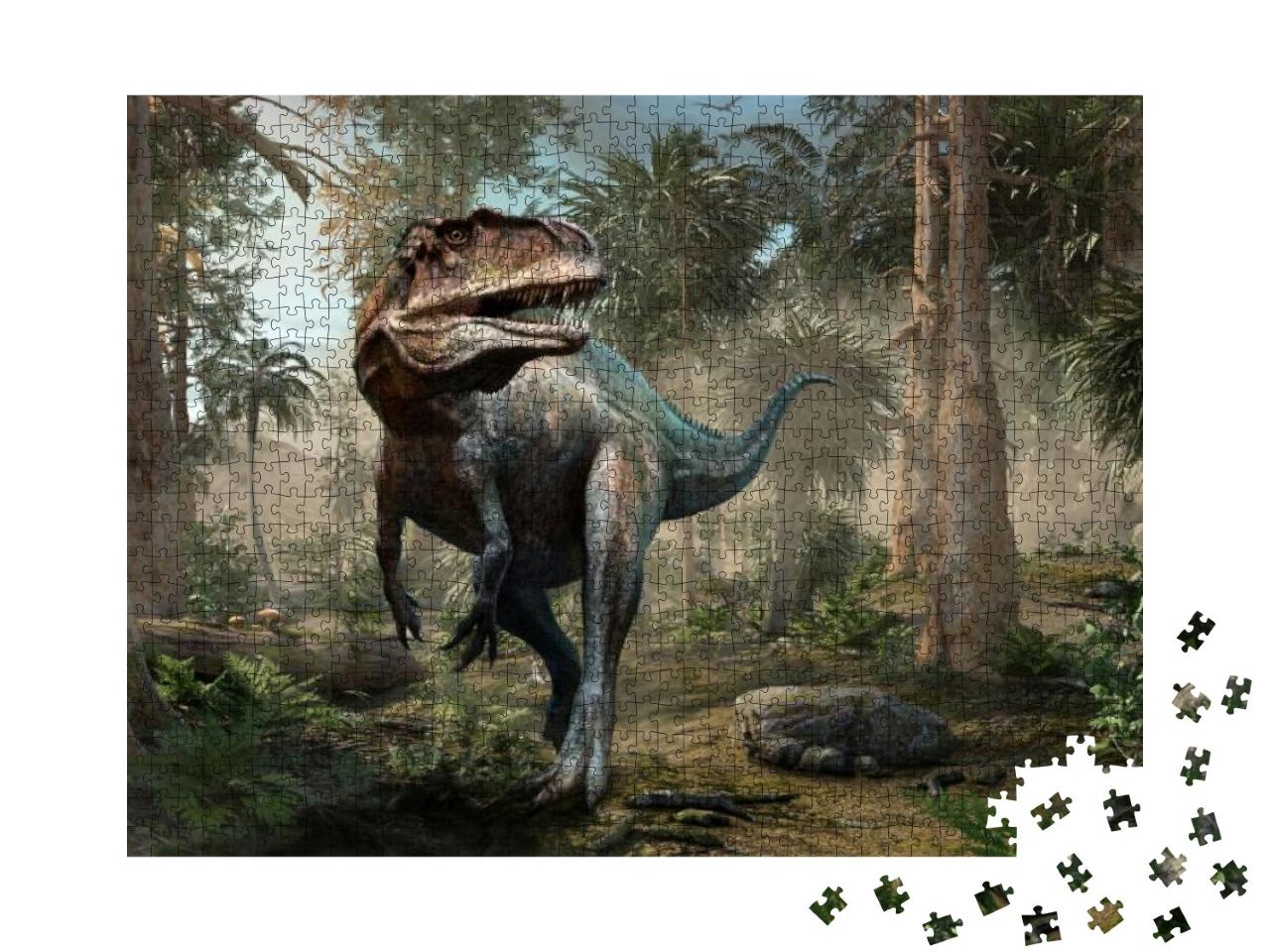 Acrocanthosaurus Forest Scene 3D Illustration... Jigsaw Puzzle with 1000 pieces