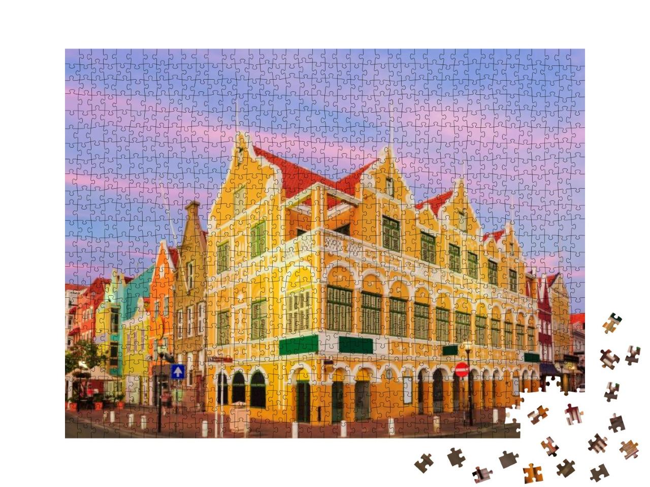 Downtown Willemstad At Twilight, Curacao, Netherlands Ant... Jigsaw Puzzle with 1000 pieces