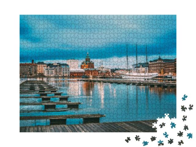 Helsinki, Finland. View of Evening City & Uspenski Cathed... Jigsaw Puzzle with 1000 pieces