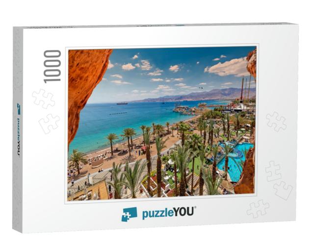 Summer Serene Day on Central Public Beach of Eilat - Famo... Jigsaw Puzzle with 1000 pieces