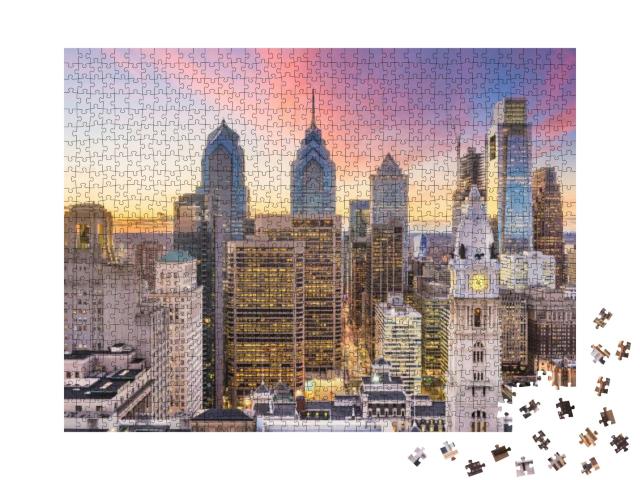 Philadelphia, Pennsylvania, USA Skyline Over Center City A... Jigsaw Puzzle with 1000 pieces