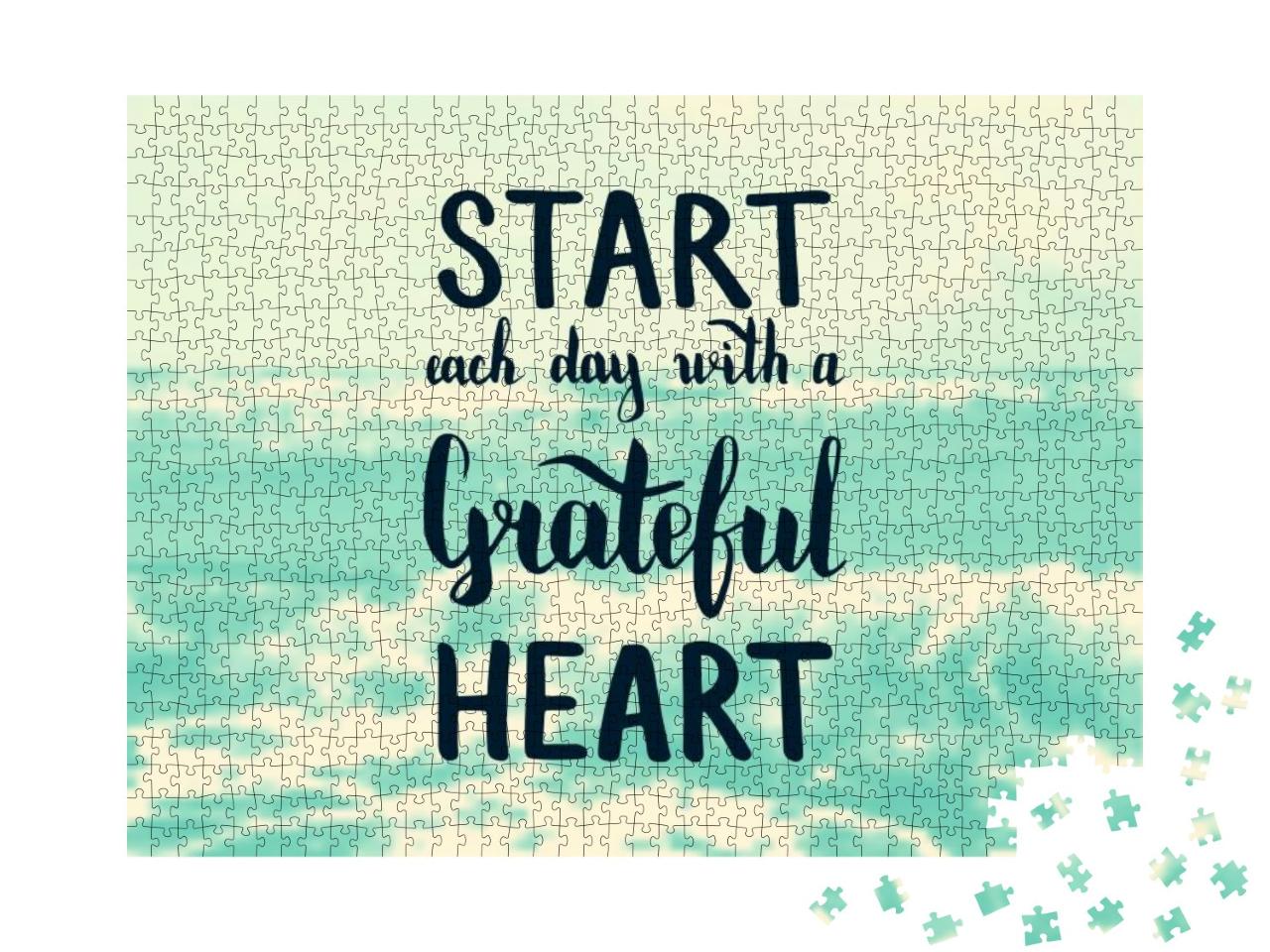 Start Each Day with a Grateful Heart. Illustration with H... Jigsaw Puzzle with 1000 pieces