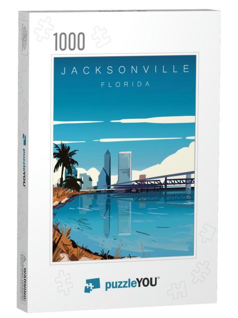 Jacksonville Modern Vector Illustration. Jacksonville, Fl... Jigsaw Puzzle with 1000 pieces