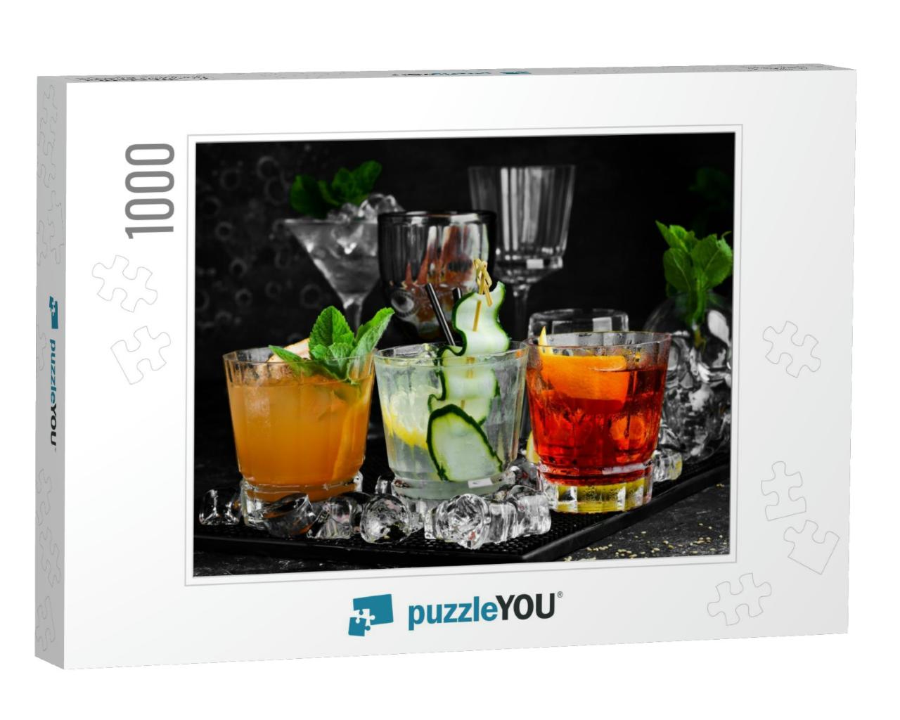 Set of Colored Cocktails in Glasses At the Bar. Menu Bar... Jigsaw Puzzle with 1000 pieces