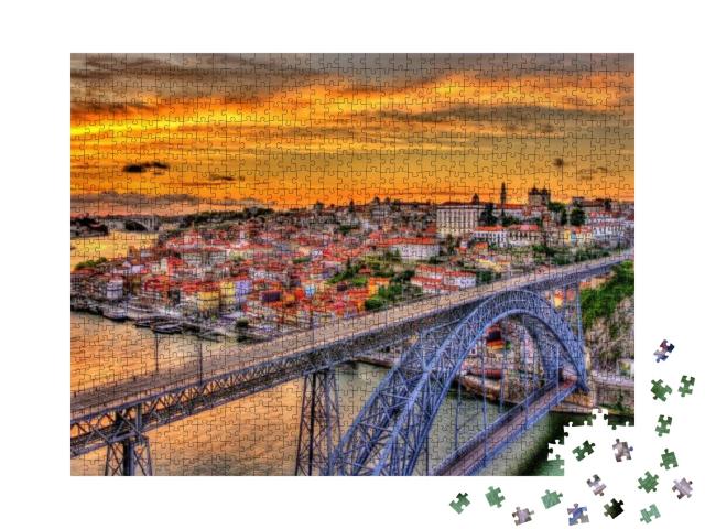 Porto with Dom Luis Bridge - Portugal... Jigsaw Puzzle with 1000 pieces