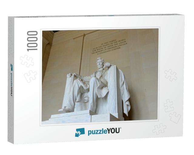 Lincoln Statue in Lincoln Memorial, Washington, District... Jigsaw Puzzle with 1000 pieces