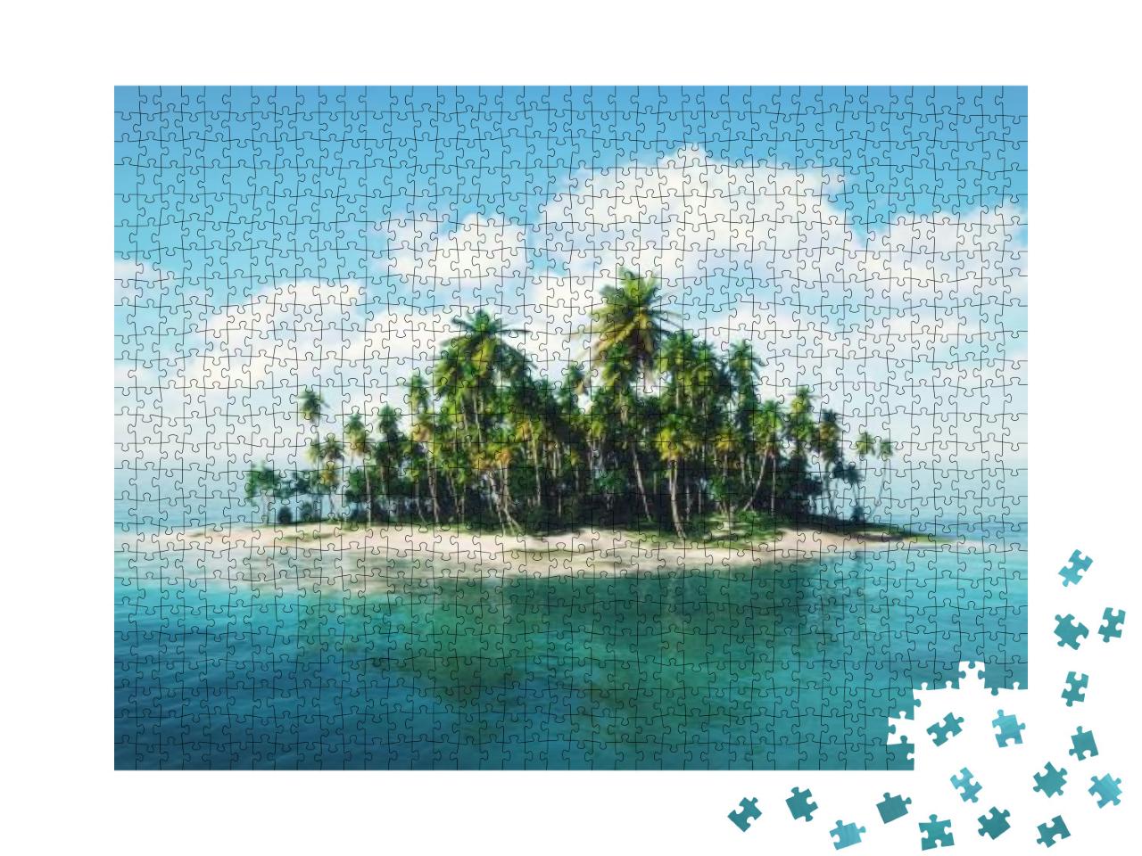 Island in the Ocean. 3D Illustration... Jigsaw Puzzle with 1000 pieces