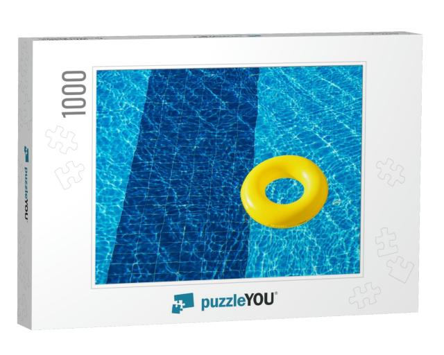 Yellow Pool Float, Ring Floating in a Refreshing Blue Swi... Jigsaw Puzzle with 1000 pieces