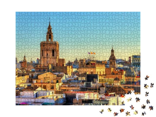 Aerial View of the Old Town in Valencia from the Serranos... Jigsaw Puzzle with 1000 pieces