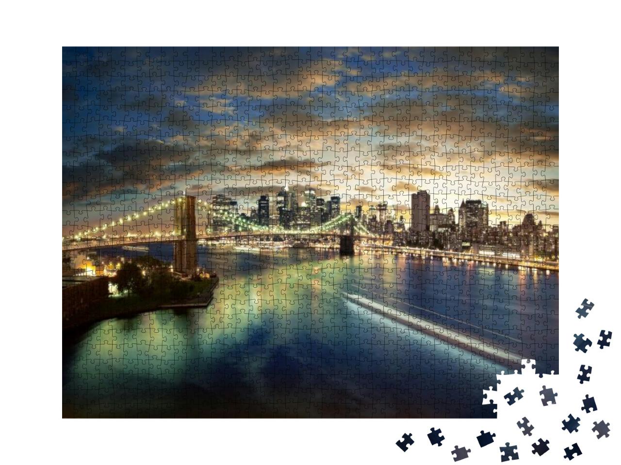 Amazing New York Cityscape - Taken After Sunset... Jigsaw Puzzle with 1000 pieces