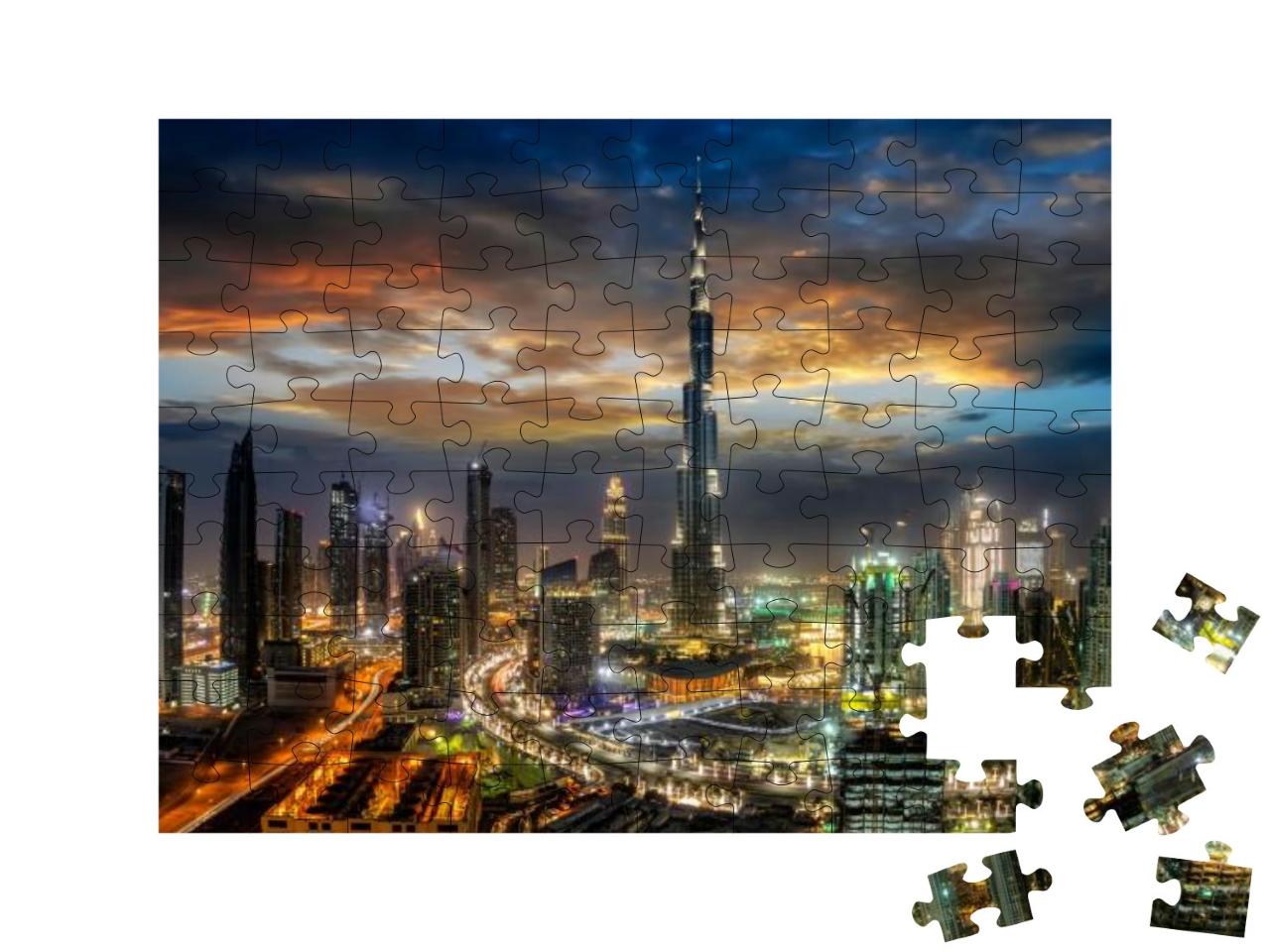 View to Dubai Business Bay with the Various Skyscrapers &... Jigsaw Puzzle with 100 pieces