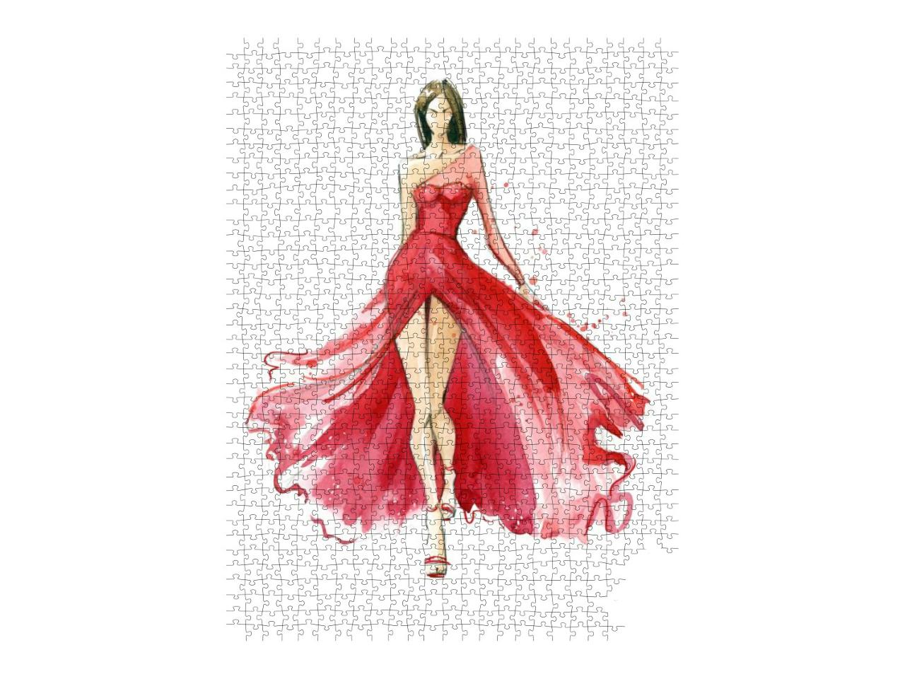 Young Woman Wearing Long Evening Dress. Catwalk... Jigsaw Puzzle with 1000 pieces