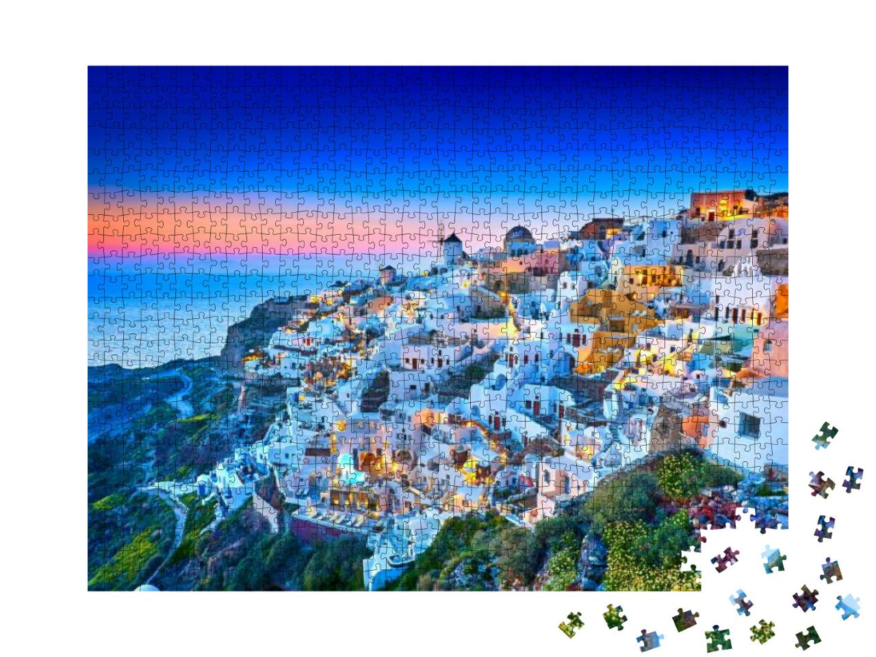 Church of Santorini. Fira Town on Santorini Island, Greec... Jigsaw Puzzle with 1000 pieces