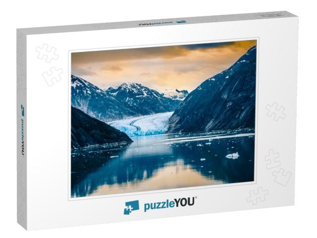 Sawyer Glacier At Tracy Arm Fjord in Alaska Panhandle... Jigsaw Puzzle