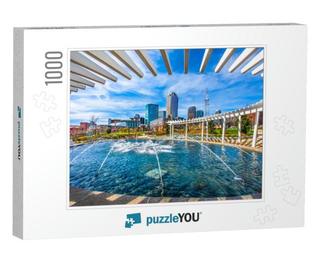 Charlotte North Carolina Skyline from First Ward Park Fou... Jigsaw Puzzle with 1000 pieces