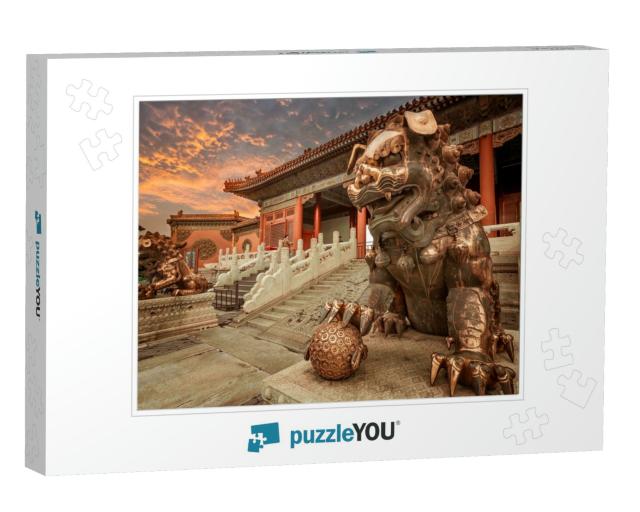The Bronze Lion in the Forbidden City, Beijing China... Jigsaw Puzzle