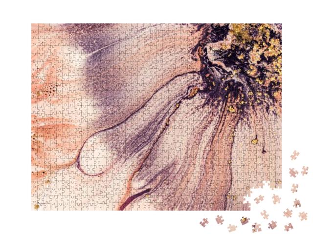 Luxury Art in Eastern Style. Golden Swirl, Artistic Desig... Jigsaw Puzzle with 1000 pieces