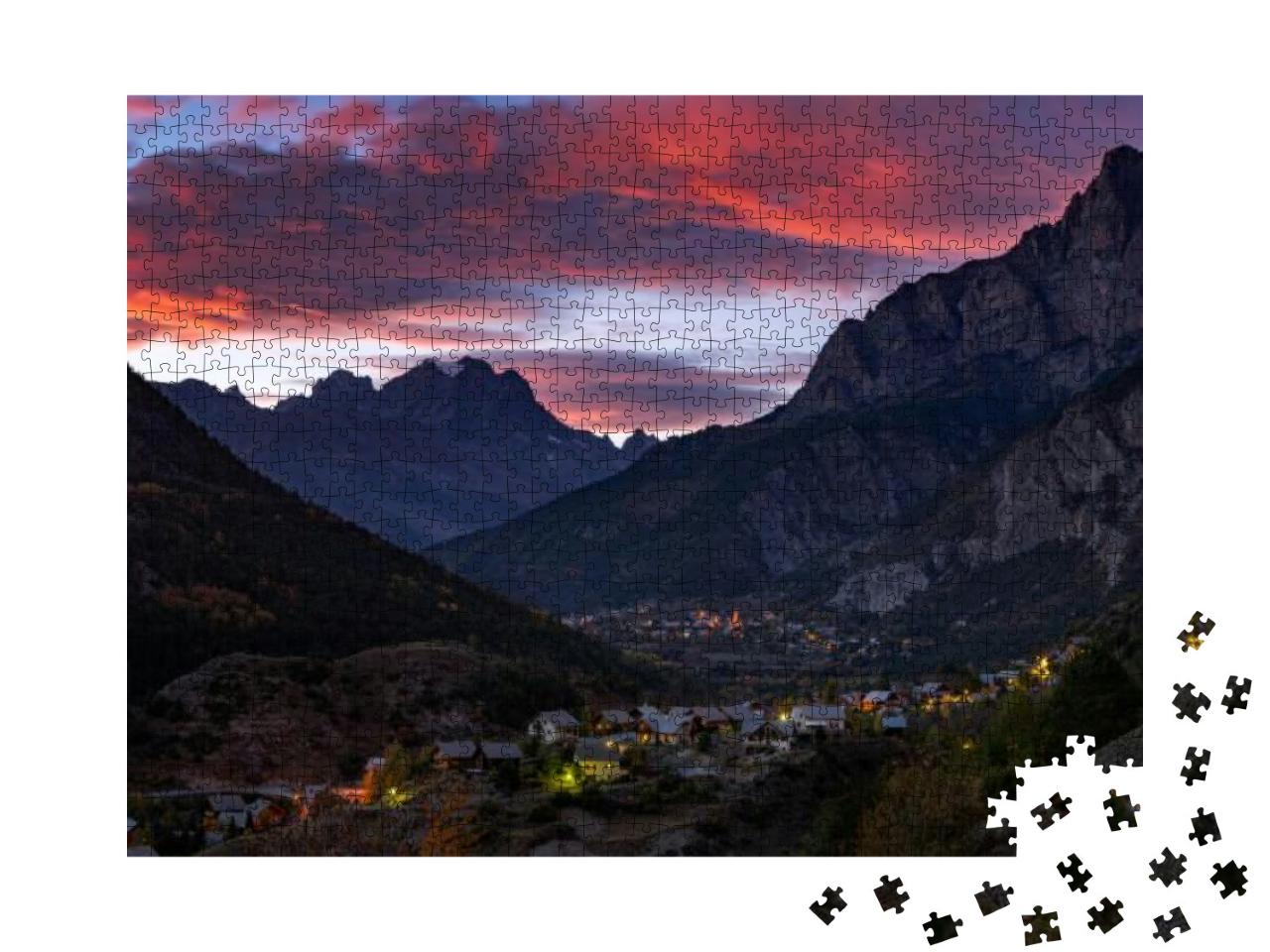 Sunset Over Mont Pelvoux in the Massif of the Ecrins Nati... Jigsaw Puzzle with 1000 pieces