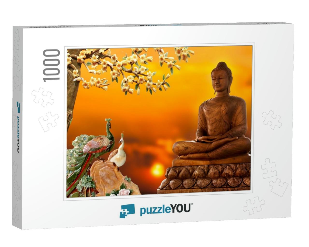 3D Buddha Background Wallpaper for Walls... Jigsaw Puzzle with 1000 pieces