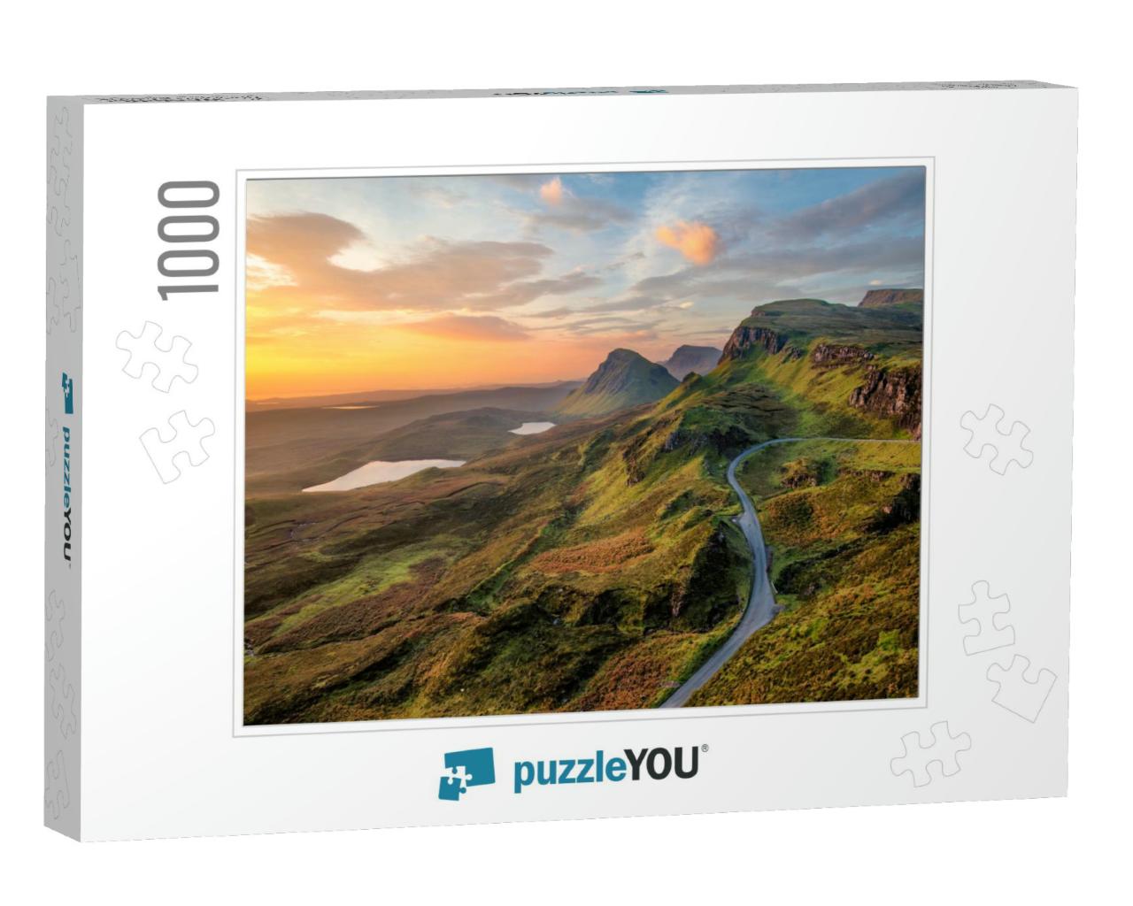 Vibrant Sunrise At Quiraing on the Isle of Skye, Scotland... Jigsaw Puzzle with 1000 pieces