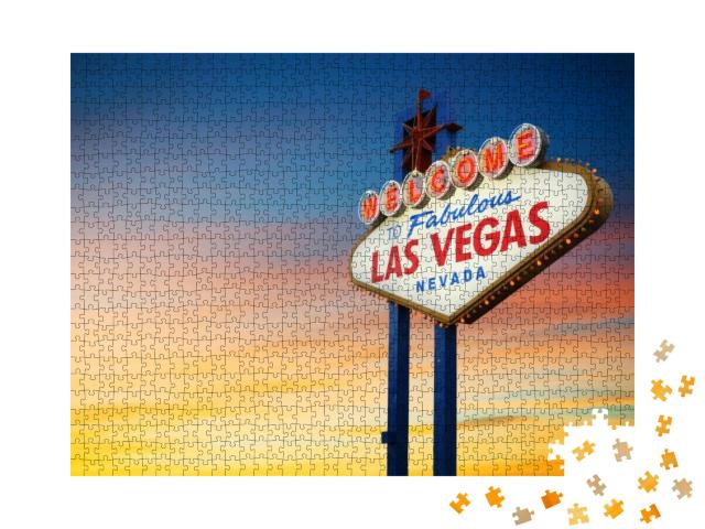 Las Vegas Sign At Sunset... Jigsaw Puzzle with 1000 pieces