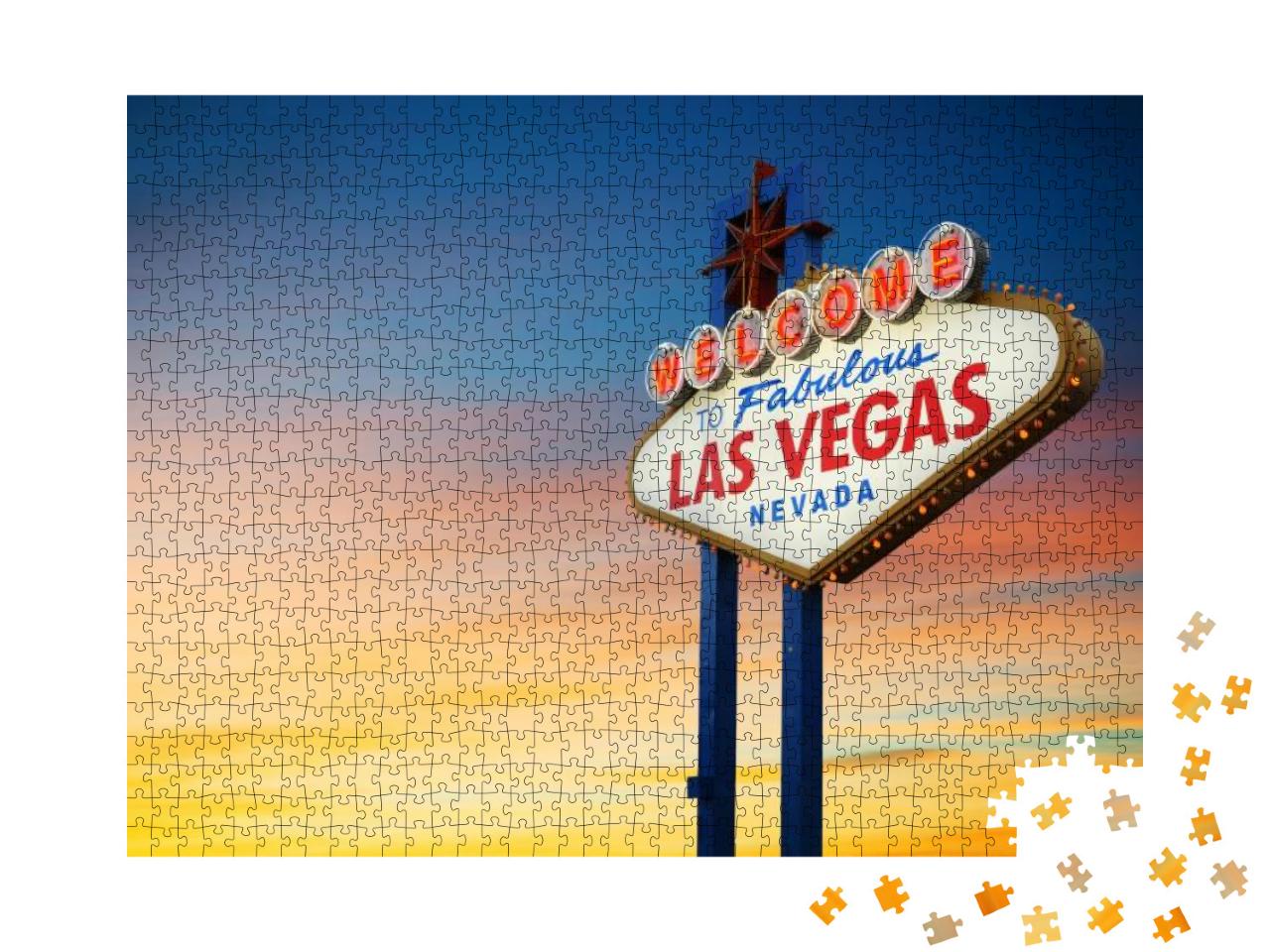 Las Vegas Sign At Sunset... Jigsaw Puzzle with 1000 pieces