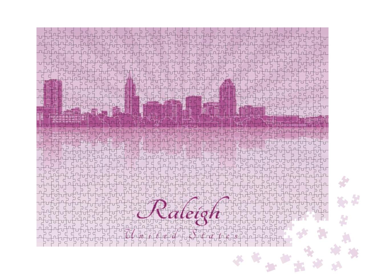 Raleigh Skyline in Purple Radiant Orchid in Editable Vect... Jigsaw Puzzle with 1000 pieces