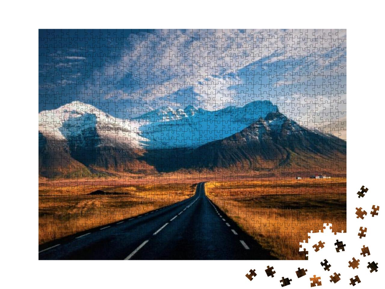 Beautiful Mountains with Dramatic Sky Along the Ring Road... Jigsaw Puzzle with 1000 pieces