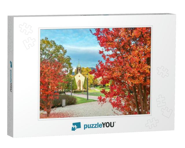 Landscape with Red Trees & Spitalkirche Church. Baden-Bad... Jigsaw Puzzle