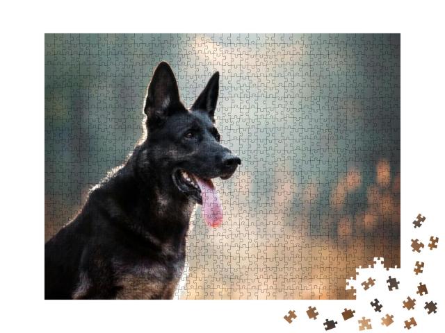 A Man Strokes a Dog. Confidence, Love Between a Dog & a M... Jigsaw Puzzle with 1000 pieces
