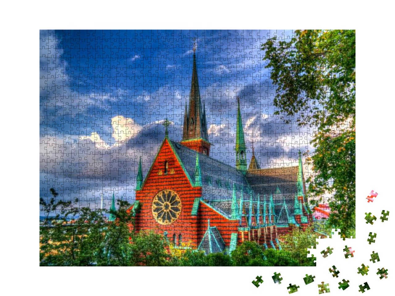 Exterior View to Oscar Fredriks Kyrka, Gothenburg, Sweden... Jigsaw Puzzle with 1000 pieces
