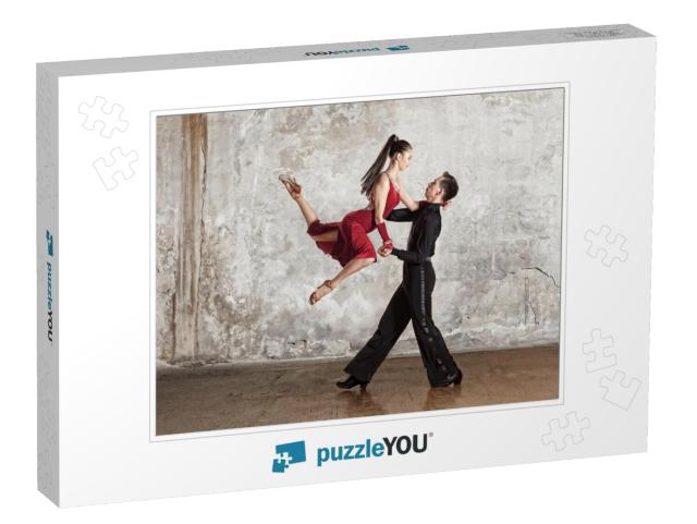 Dance Beautiful Couple Dancing Ballroom Dancing on Wall B... Jigsaw Puzzle