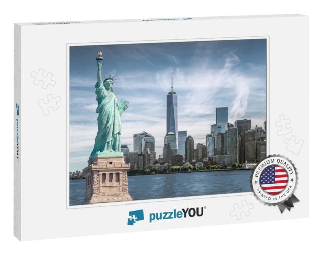 The Statue of Liberty with World Trade Center Background... Jigsaw Puzzle