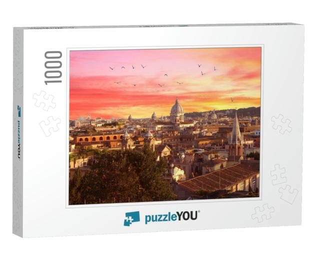 Rome, Italy At Sunset. Cityscape with Amazing Pastel Colo... Jigsaw Puzzle with 1000 pieces