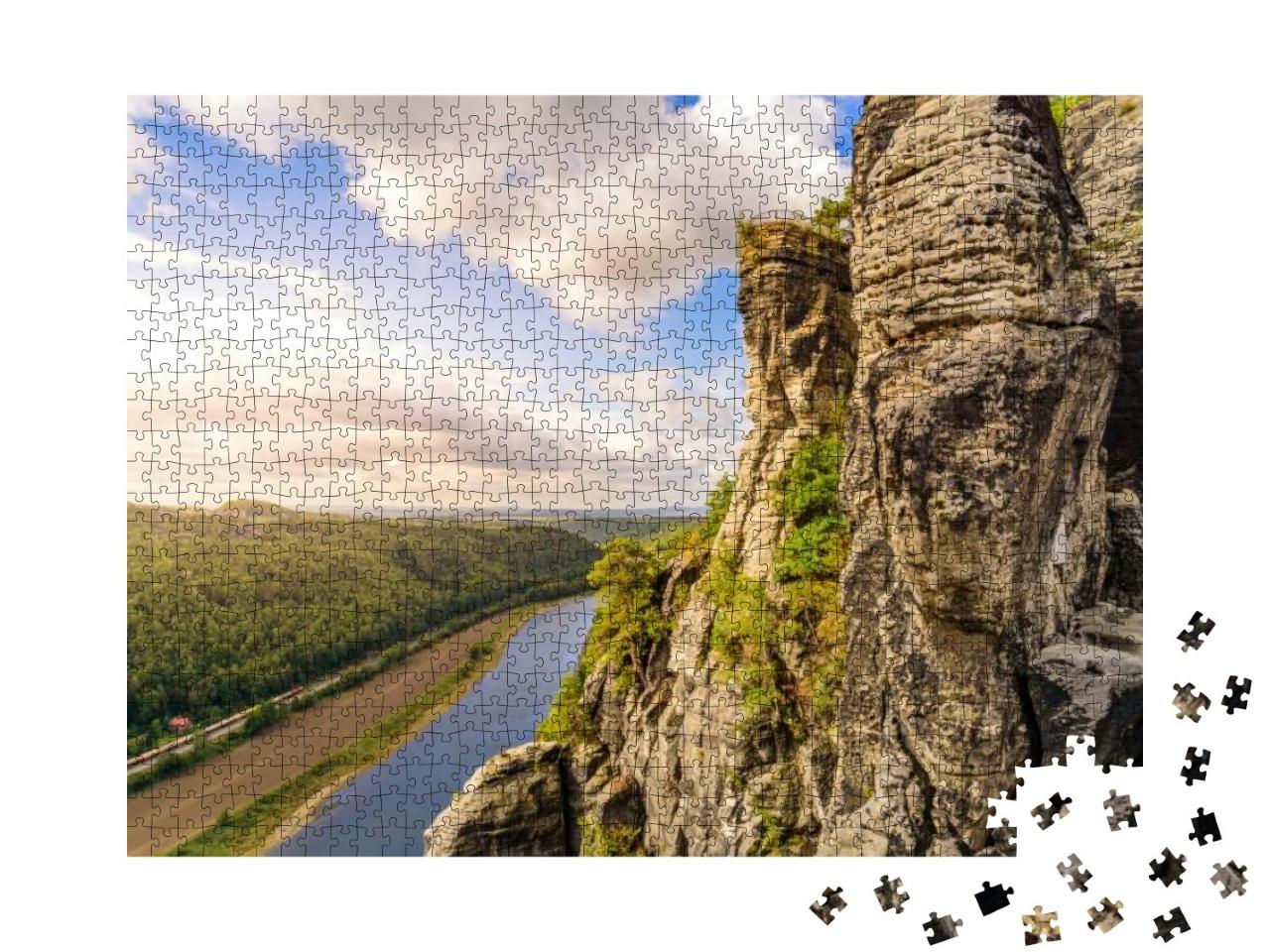 View from the Bastei Viewpoint of the Elbe River - Beauti... Jigsaw Puzzle with 1000 pieces