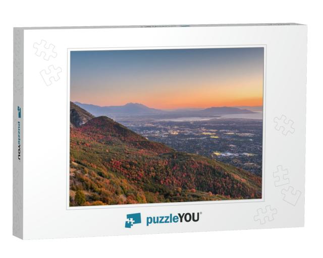 Provo, Utah, USA View of Downtown from the Lookout During... Jigsaw Puzzle