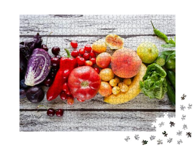 Multicolored Fresh Fruits & Vegetables... Jigsaw Puzzle with 1000 pieces