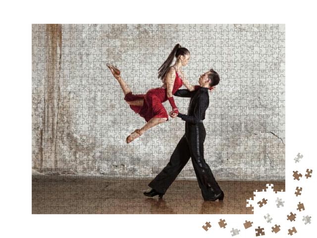 Dance Beautiful Couple Dancing Ballroom Dancing on Wall B... Jigsaw Puzzle with 1000 pieces