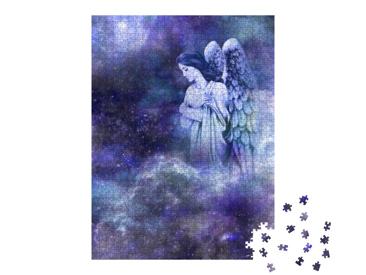Deep Space Blue Background with Guardian Angel Amongst Cl... Jigsaw Puzzle with 1000 pieces
