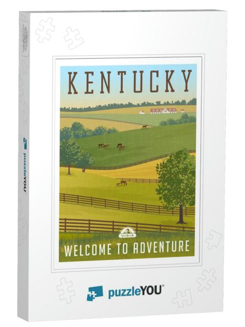 Kentucky, United States Retro Travel Poster or Sticker. S... Jigsaw Puzzle