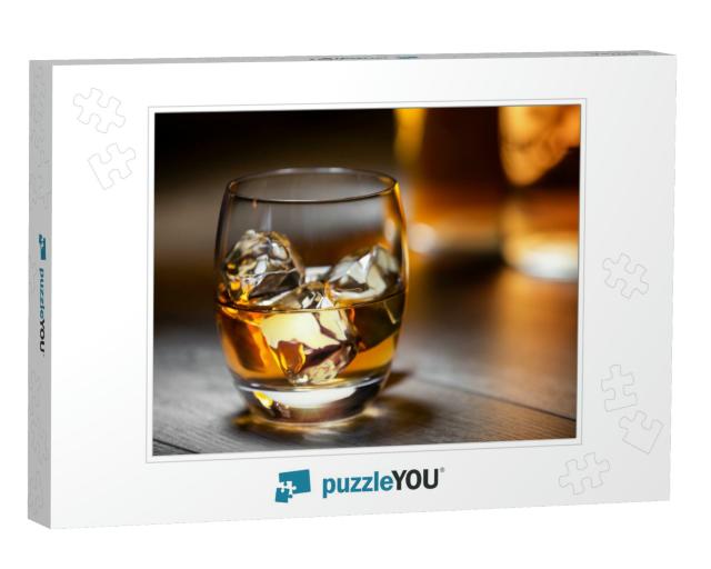 Elegant & Refreshing Glass of Scotch Bourbon Whisky on Ic... Jigsaw Puzzle