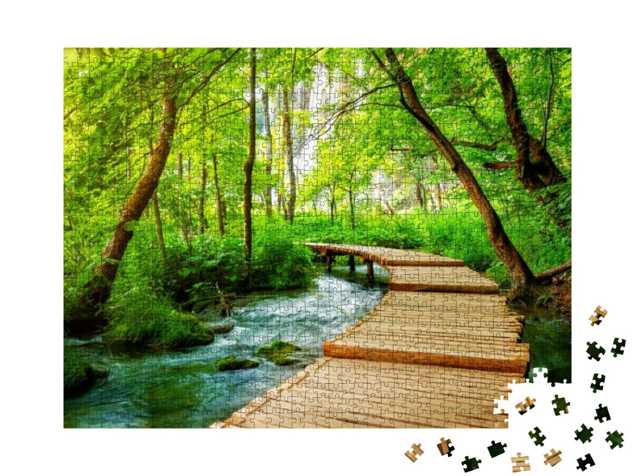Beautiful Wooden Path Trail for Nature Trekking with Lake... Jigsaw Puzzle with 1000 pieces