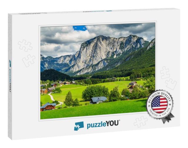 Beautiful Spring Landscape with Green Fields, Alpine Past... Jigsaw Puzzle