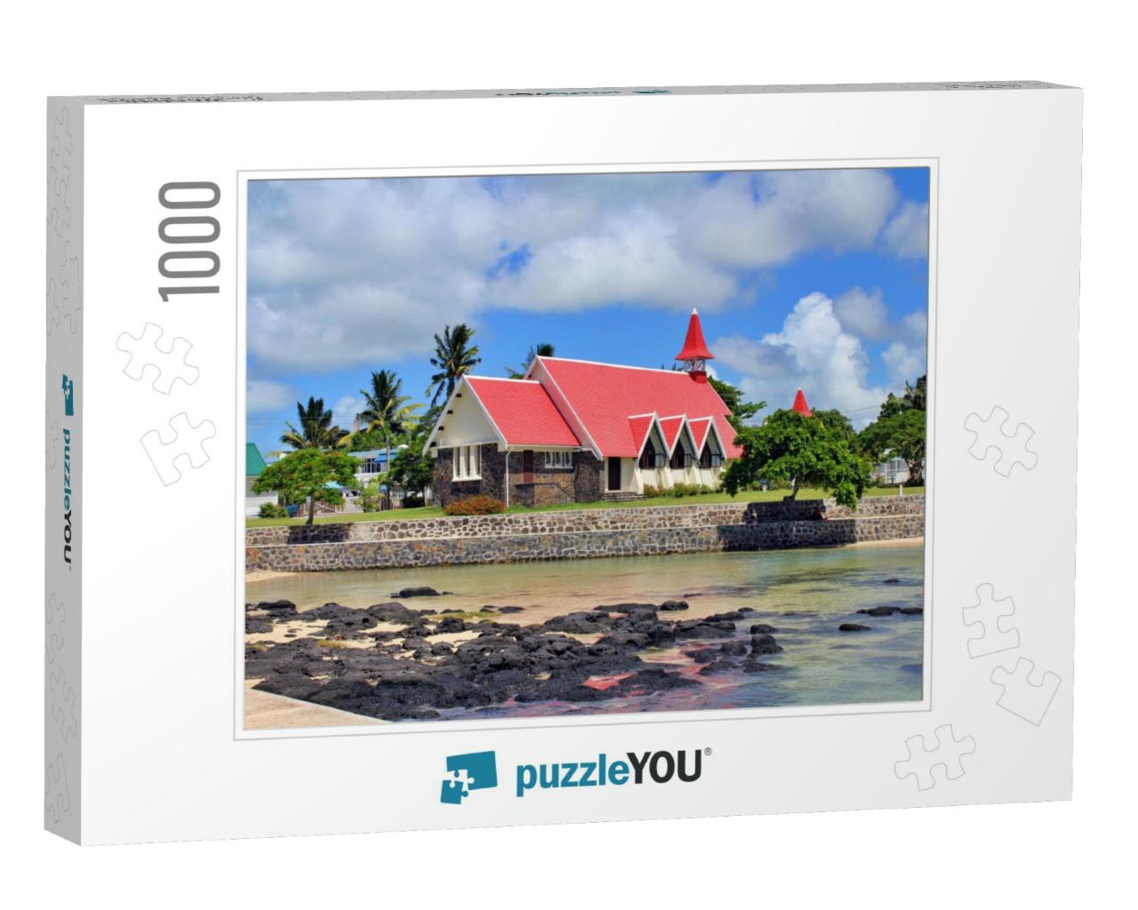 Church with Red Roof on the Beach in Cap Malheureux on Ma... Jigsaw Puzzle with 1000 pieces