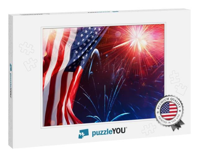 American Celebration - USA Flag with Fireworks... Jigsaw Puzzle