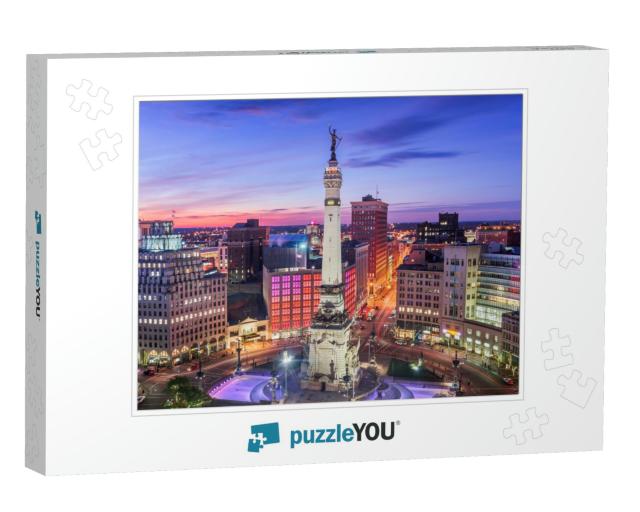 Indianapolis, Indiana, USA Skyline Over Monument Circle At... Jigsaw Puzzle