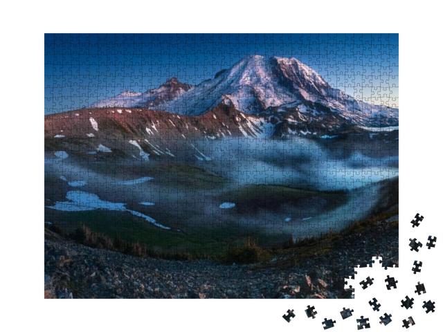 Mount Rainier in the Dusk At Mount Rainier National Park... Jigsaw Puzzle with 1000 pieces