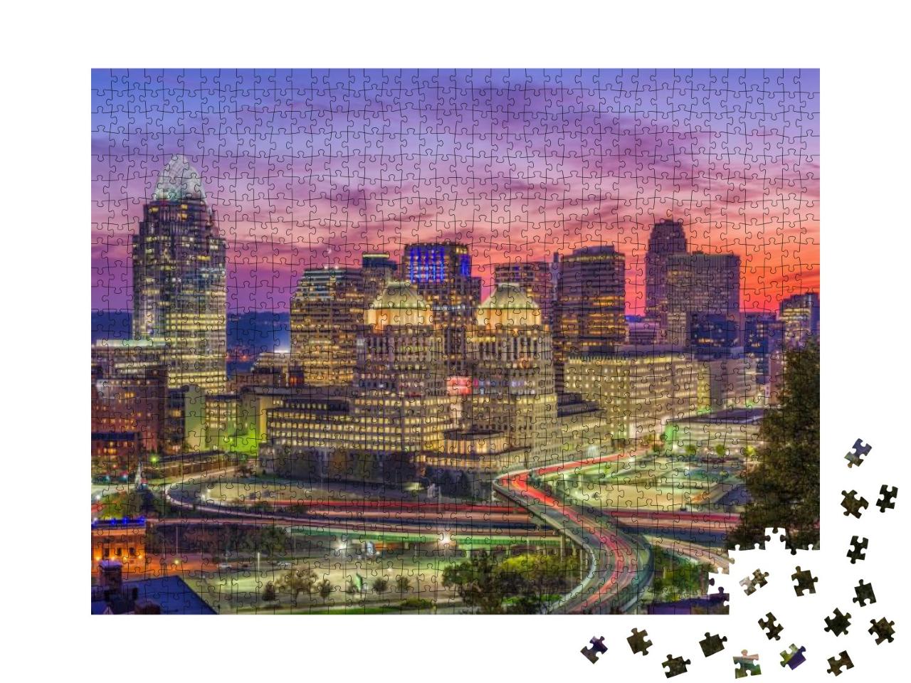 Cincinnati, Ohio, USA Skyline After Sunset... Jigsaw Puzzle with 1000 pieces